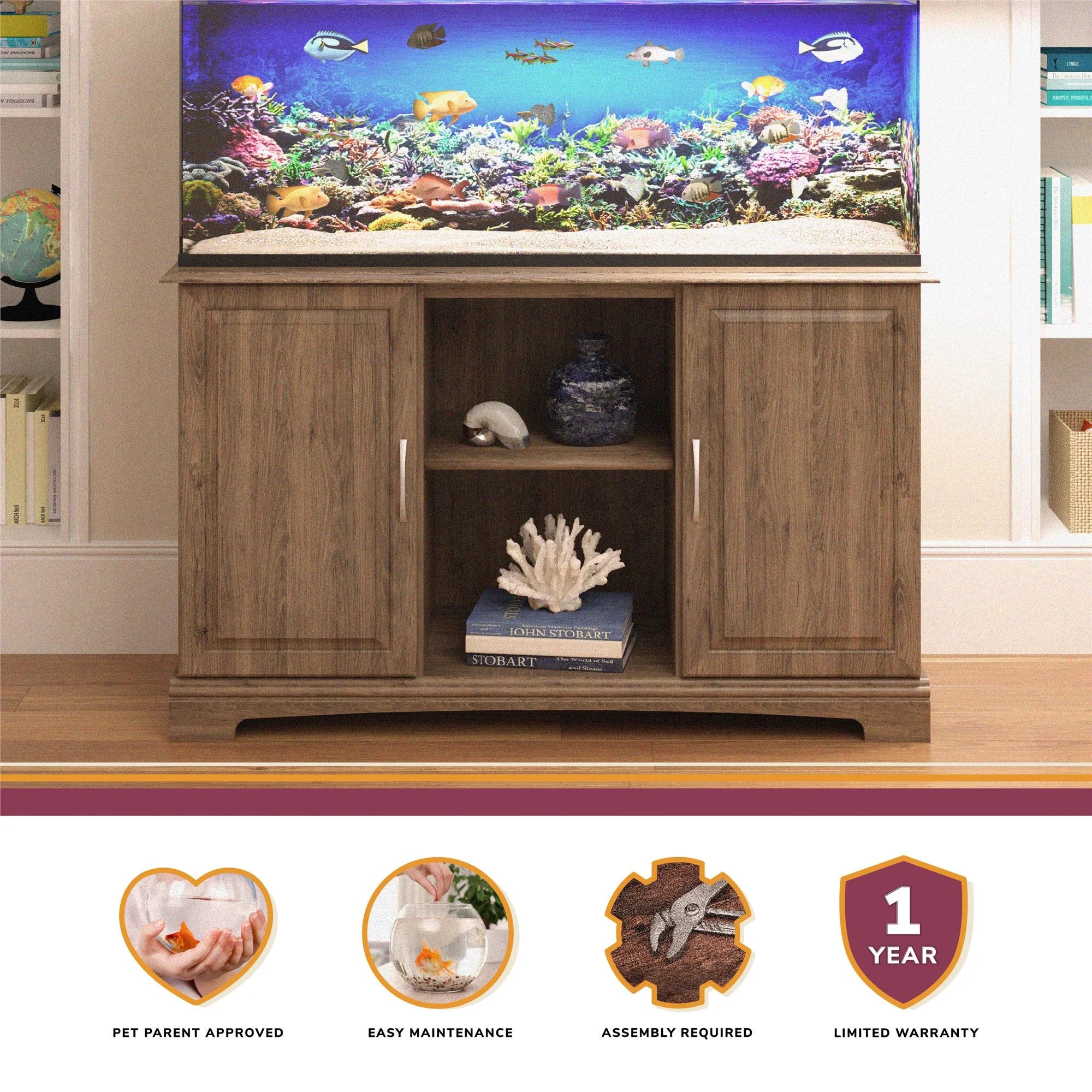 Aquarium Stand, Ivory Oak D297926