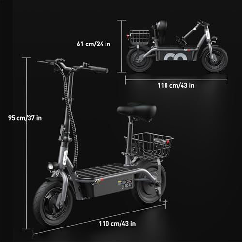Electric Scooter with Seat, Long Range, Adjustable Handlebar, Dual Suspension V27936