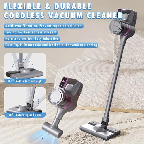 Cordless Stick Vacuum with LED Display, 15Kpa Suction for Home Z23758