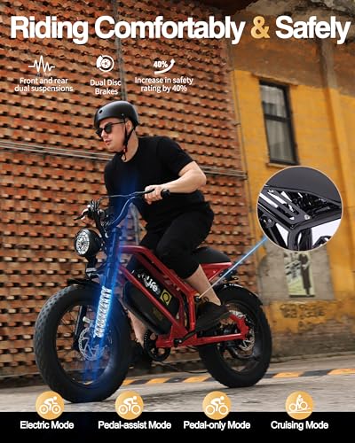 Electric Bike for Adults 1500W Peak Motor 20" Fat Tires 28MPH Removable Battery Dual Suspension 7-Speed M72522