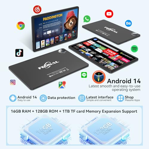 11 inch Android 14 Tablet 128GB ROM 16GB RAM 4G LTE WiFi Octa-Core W36923