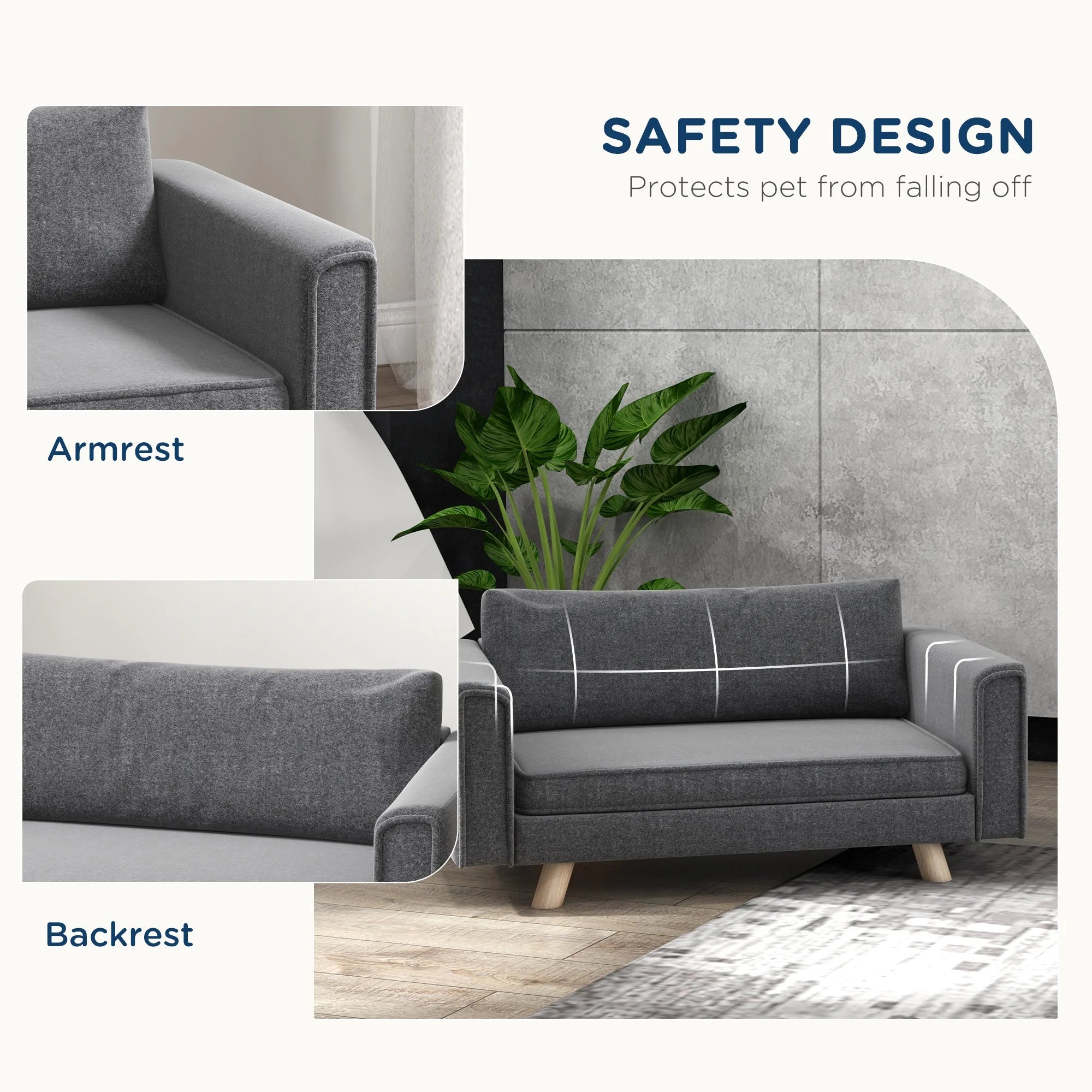 Raised Dog Sofa for Small and Medium Dogs, Gray M25944