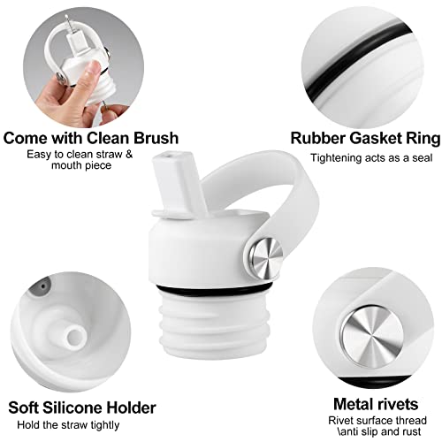Straw Lid Compatible with Standard Mouth Water Bottle, Replacement Top with Flexible Handle D60172