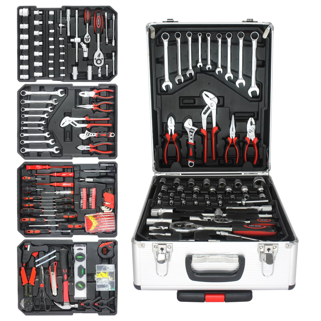 899PCS Tool Set, White Rolling Tool Box with 4 Layers, Household Hand Tool Kit O3626