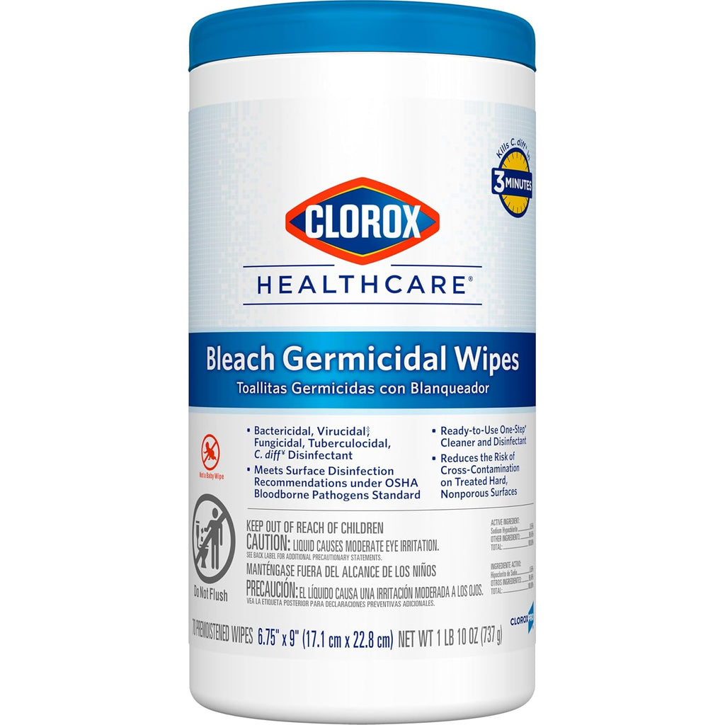 Clorox Healthcare Bleach Germicidal Wipes, 70 Count (Package May Vary)