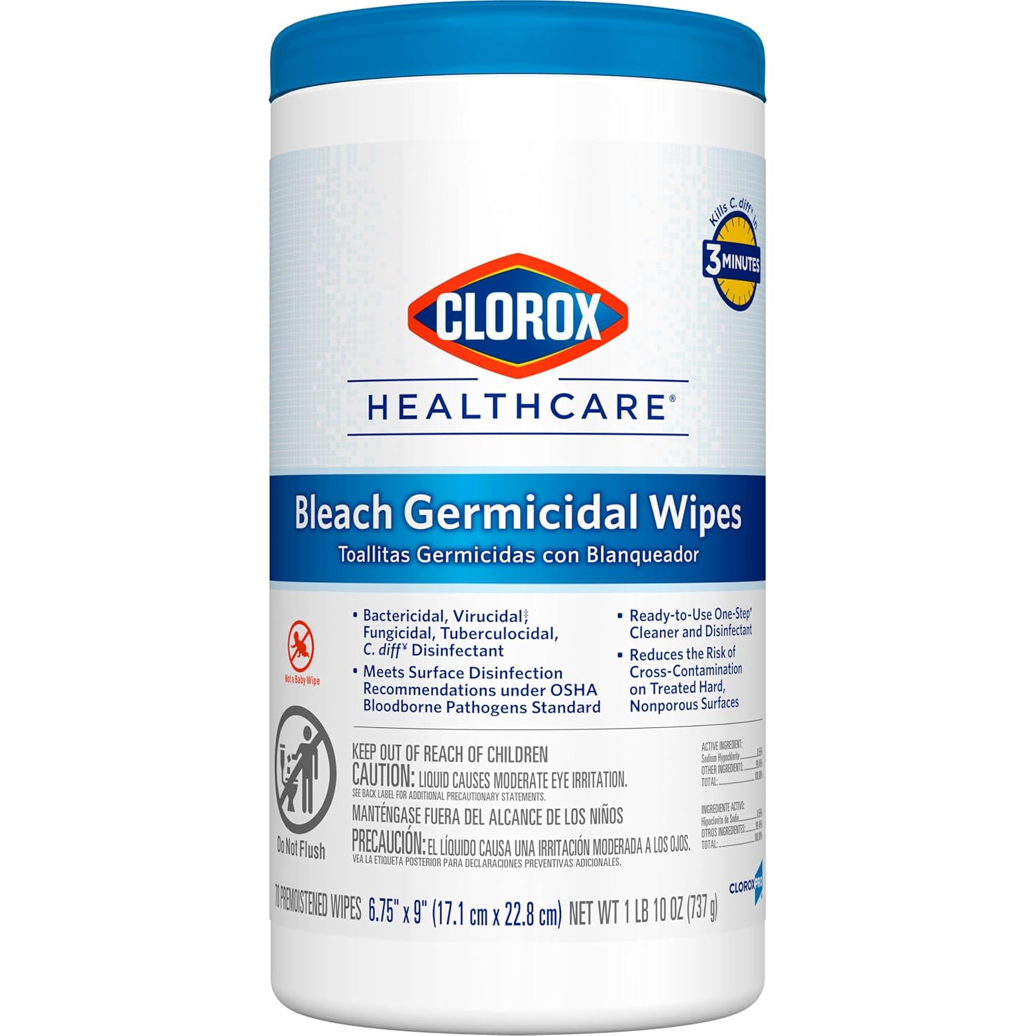Clorox Healthcare Bleach Germicidal Wipes, 70 Count (Package May Vary)