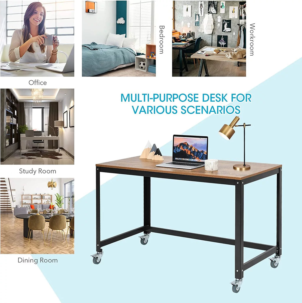 Mobile Rolling Computer Desk with 4 Wheels for Home Office Q20282
