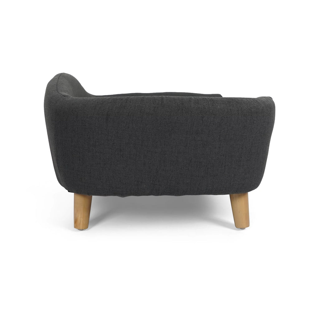 Mid Century Small Plush Pet Bed, Dark Gray and Natural R30939