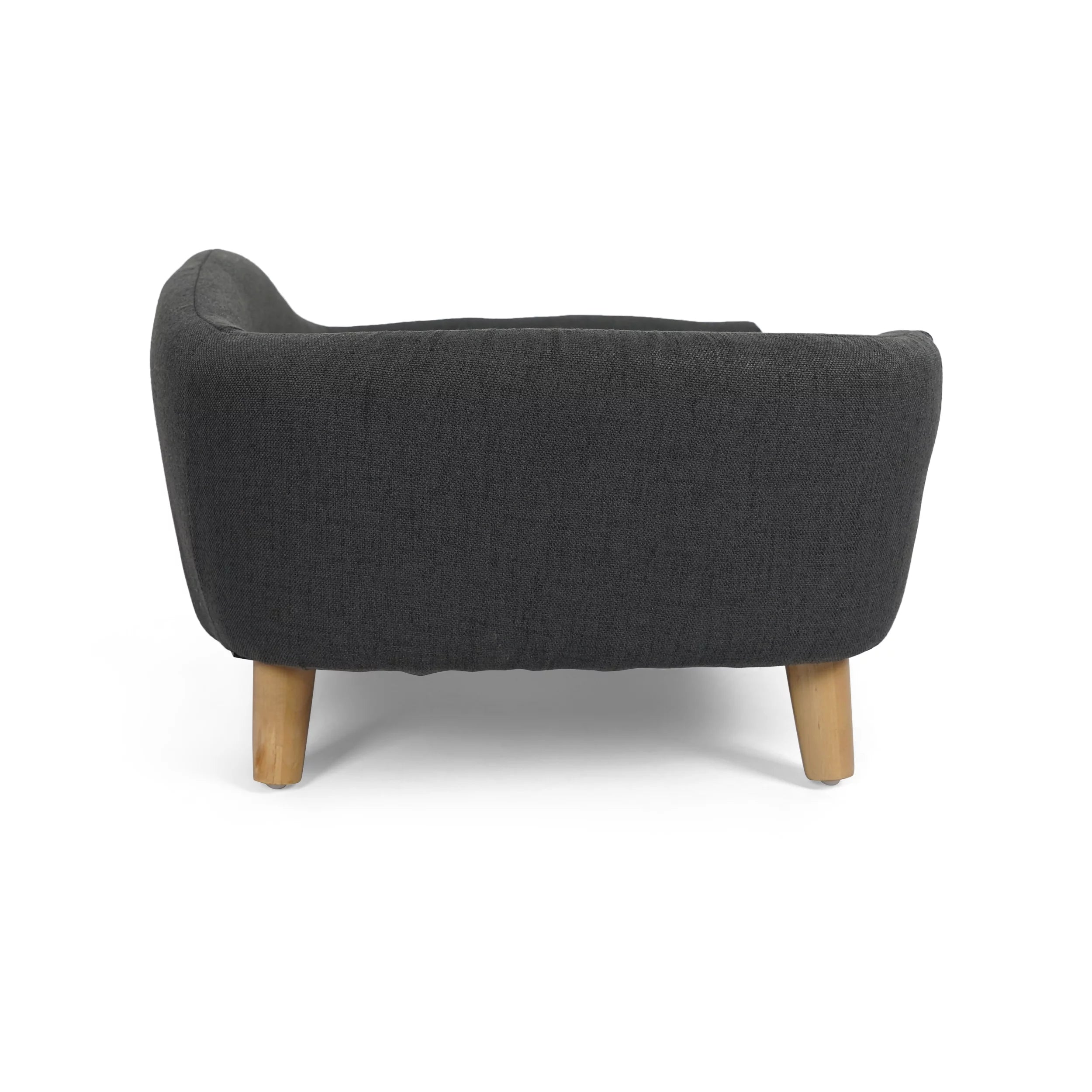 Mid Century Small Plush Pet Bed, Dark Gray and Natural R30939