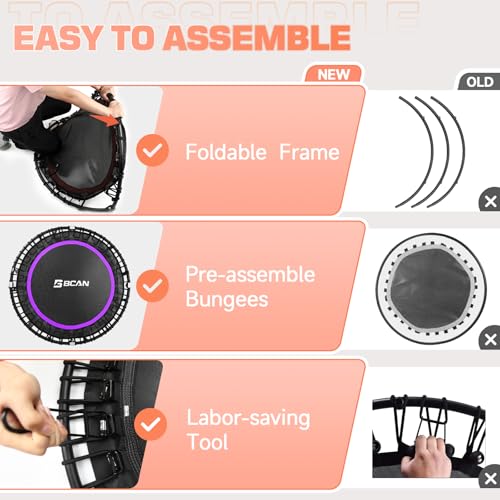 Foldable Mini Trampoline with Adjustable Foam Handle M67736