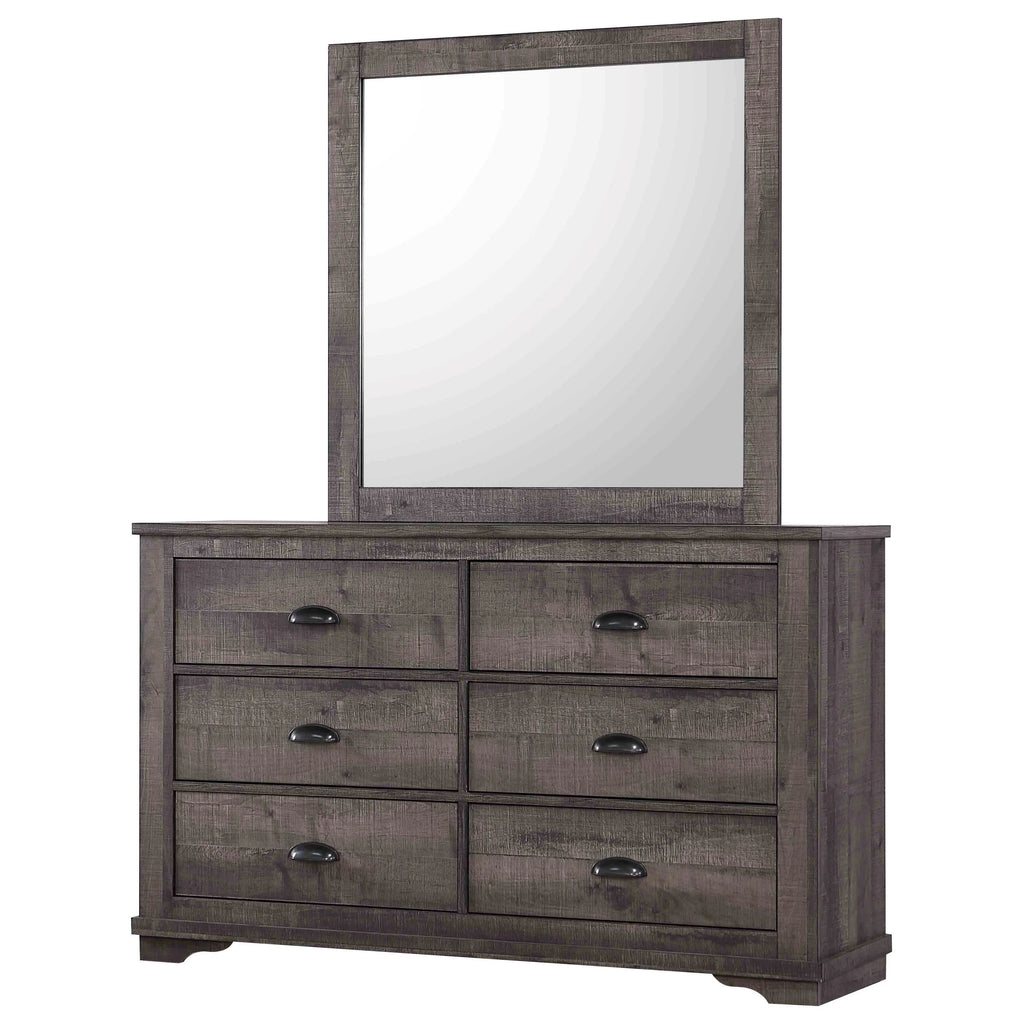 King Size Bed Dresser Mirror Nightstand Set Wooden Furniture Gray A430