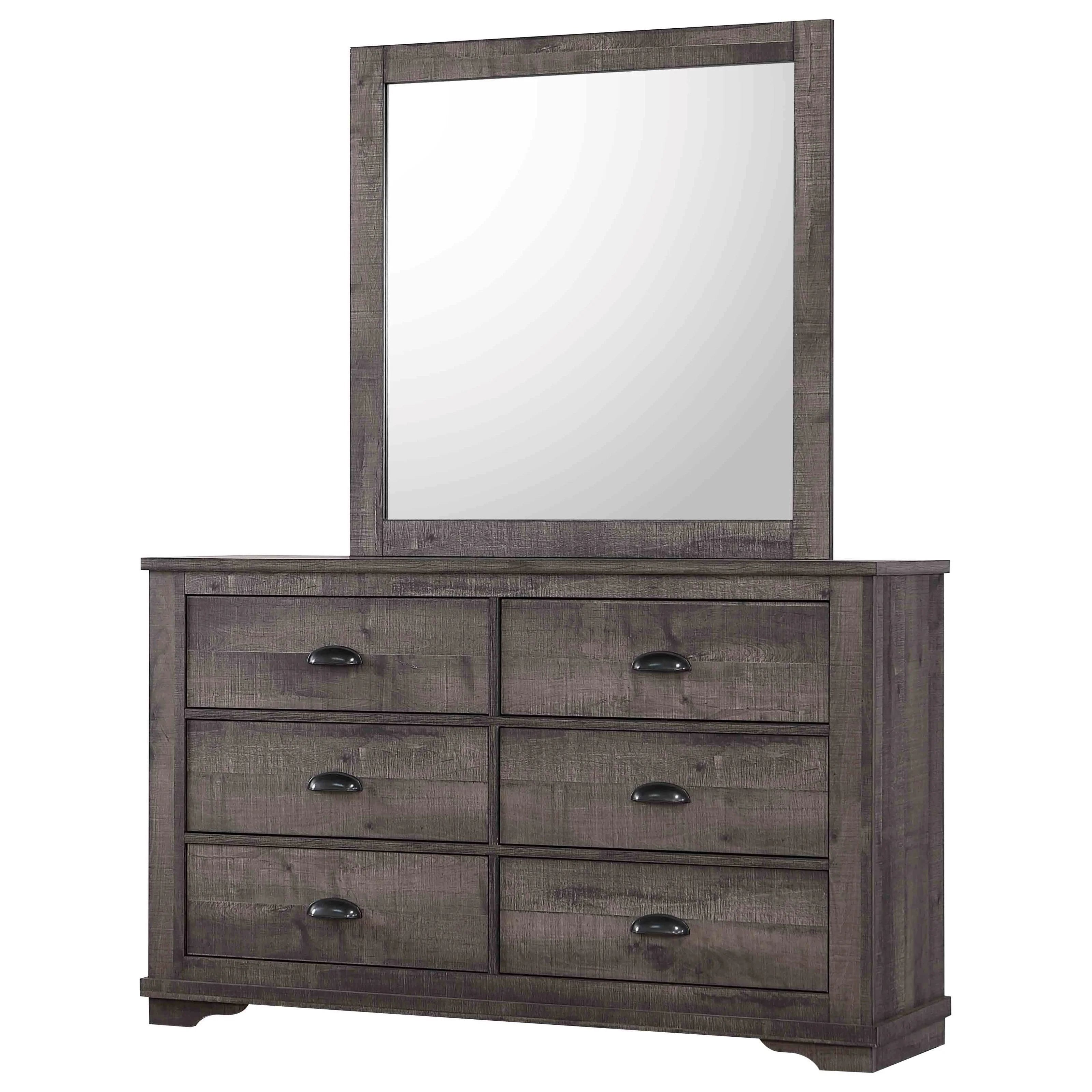 King Size Bed Dresser Mirror Nightstand Set Wooden Furniture Gray A430