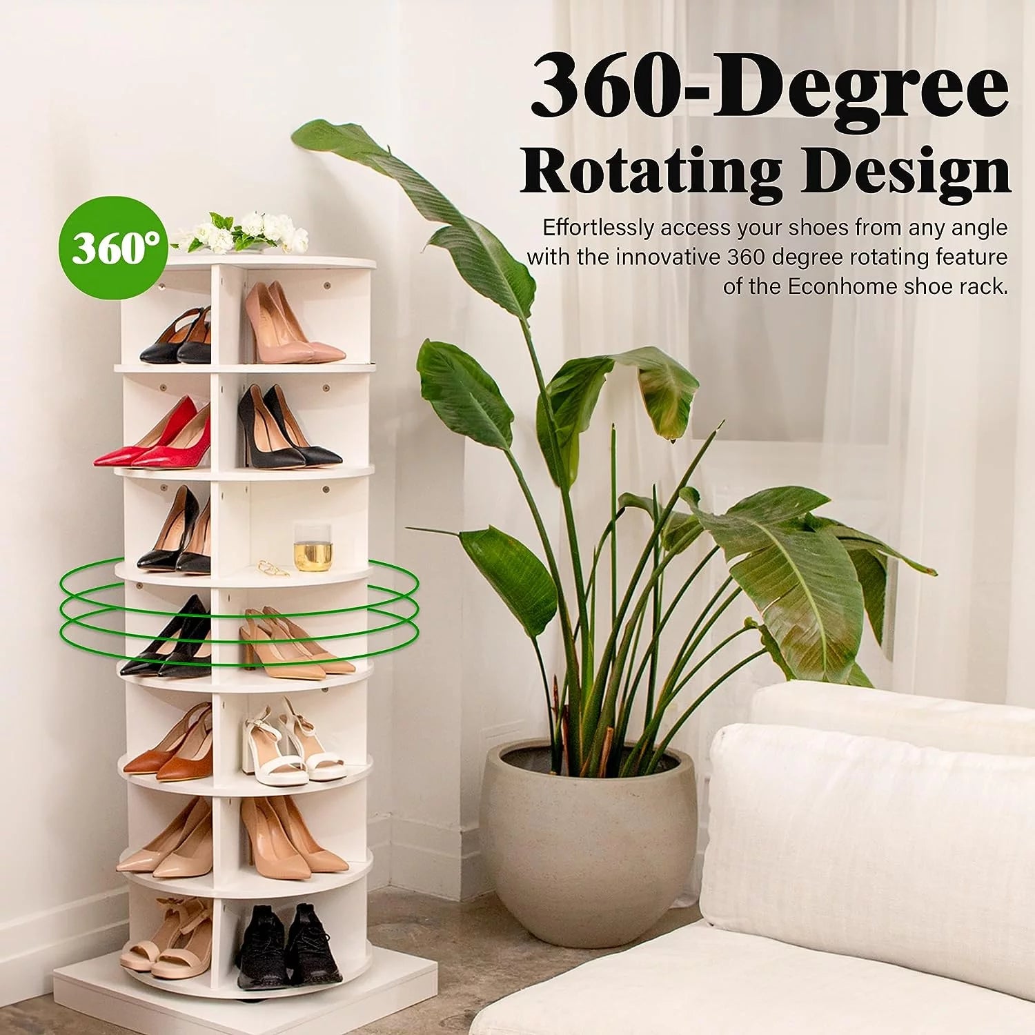 360° Rotating Shoe Rack 7-Tiers Organizer, Holds 28 Pairs N309541