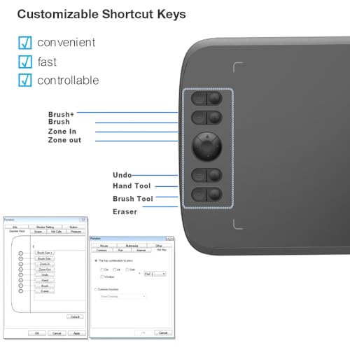 Graphics Drawing Tablet 10x6 Inch with 8 Hot Keys and Battery-Free Stylus C932935