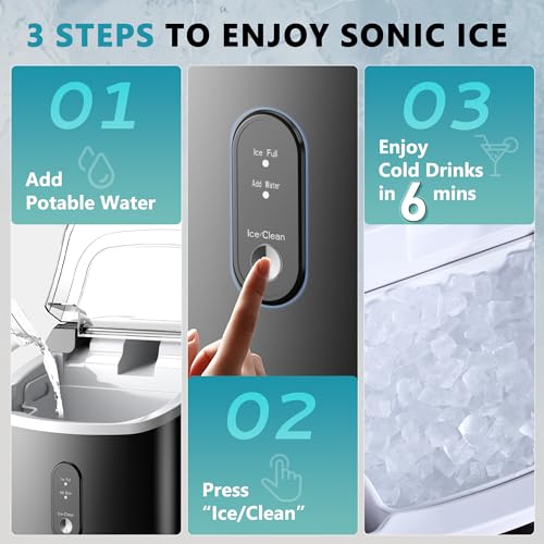 Nugget Ice Maker Countertop with Handle, Portable Sonic Ice Maker H34826