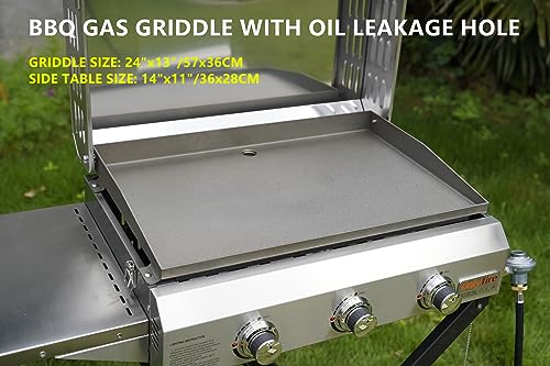 Portable Propane Gas Griddle 3-Burner with Foldable Cart and Side Table P920723
