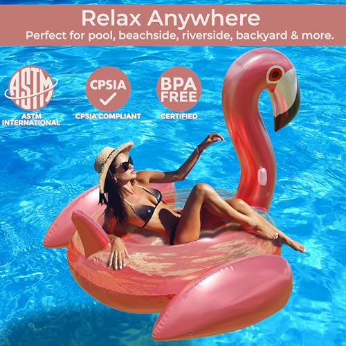 Giant Pink Flamingo Pool Float for Adults & Kids A7577
