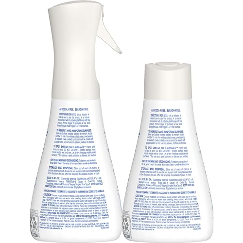 Disinfecting Mist, Lemon and Orange Blossom, 2-Pack Spray Bottle and Refill D492