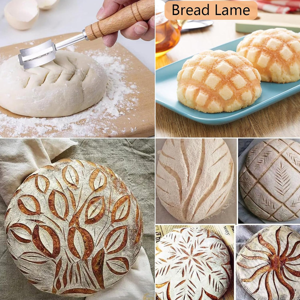 Sourdough Bread Proofing Basket Kit with Linen Liner and Dough Scraper T607312