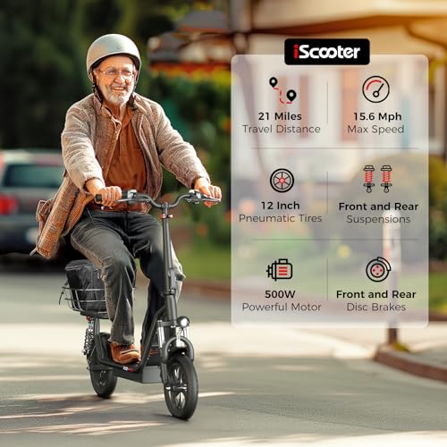 Electric Scooter with Seat, Long Range, Adjustable Handlebar, Dual Suspension V27936