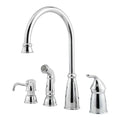 Pfister Avalon Kitchen Sink Faucet with Side Sprayer and Soap Dispenser, Single Handle, High Arc, Stainless Steel Finish, GT264CBS