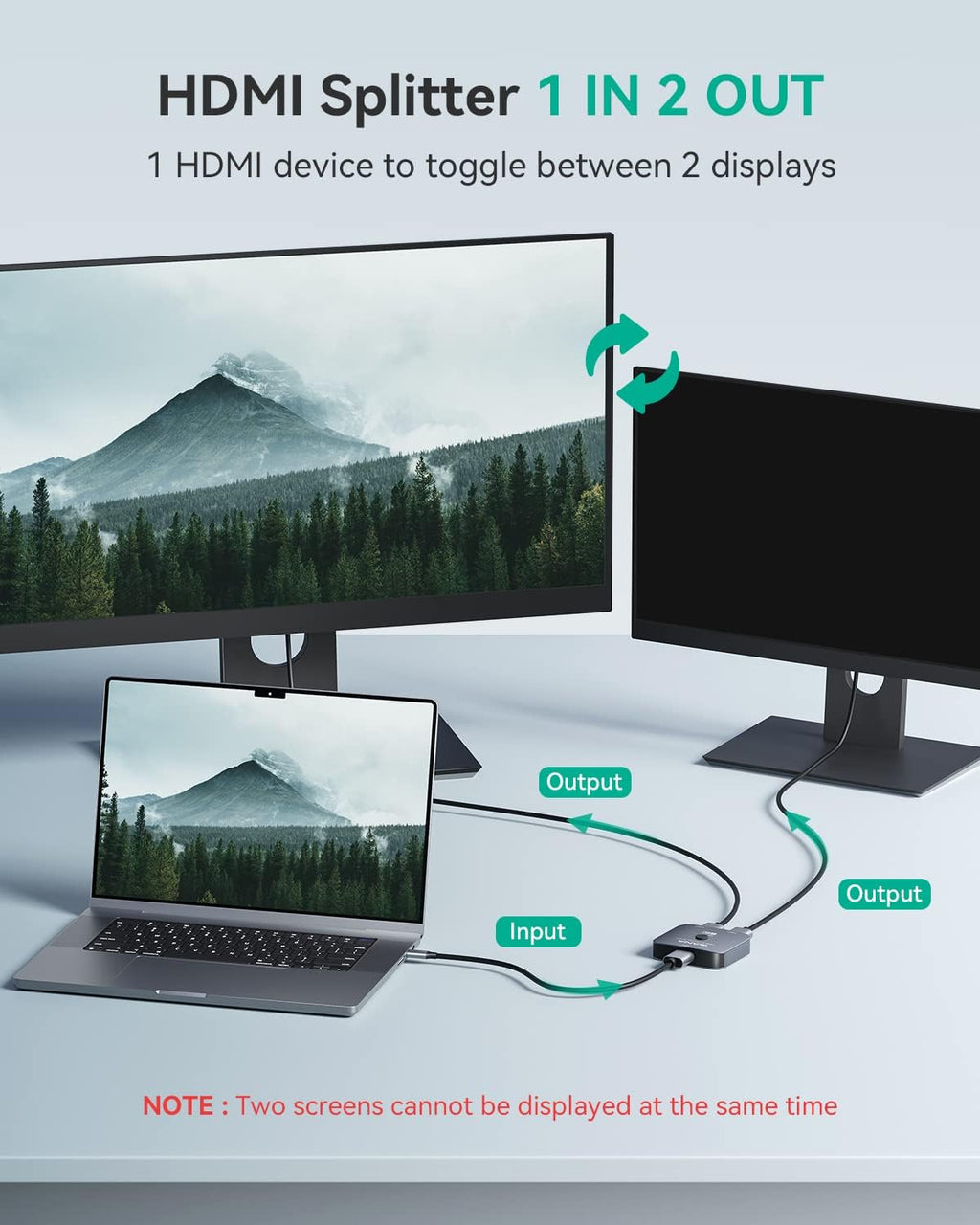 HDMI 2.1 Switch, 8K HDMI Switcher Splitter 2 in 1 Out, 4K@120Hz, Aluminum Hub S236927