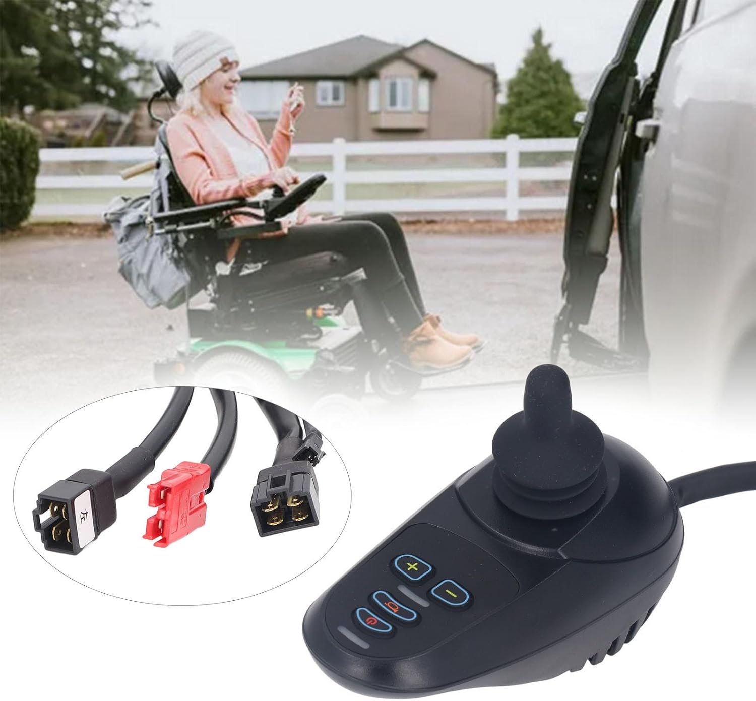 Wheelchair Joystick Controller, 4 Keys, Adjustable Speed and Brake, 24V DC V82125