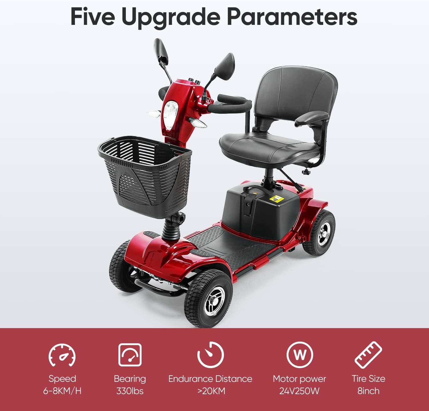 4 Wheel Mobility Scooter for Seniors, Collapsible with Basket A60342