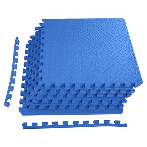 Interlocking Foam Gym Flooring Mat, 1 Inch Thick, 6 Tiles, Black C4472