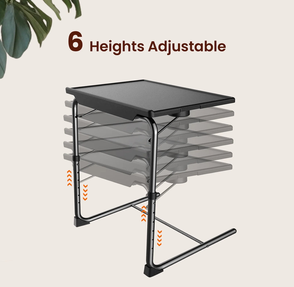 Folding Tray Table with Adjustable Height and Cup Holder Q1844
