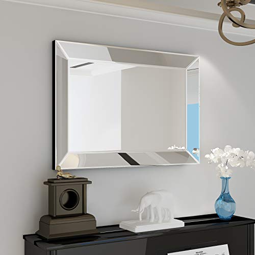 Large Rectangular Wall Mirror 28"x39" Angled Beveled Frame K124