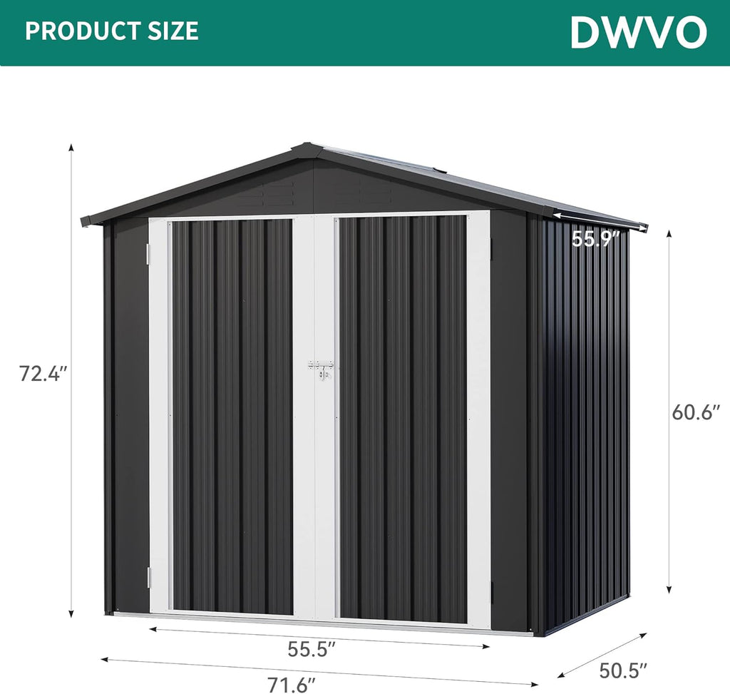 Outdoor Metal Storage Shed 6x4 ft with Lockable Doors Q60514