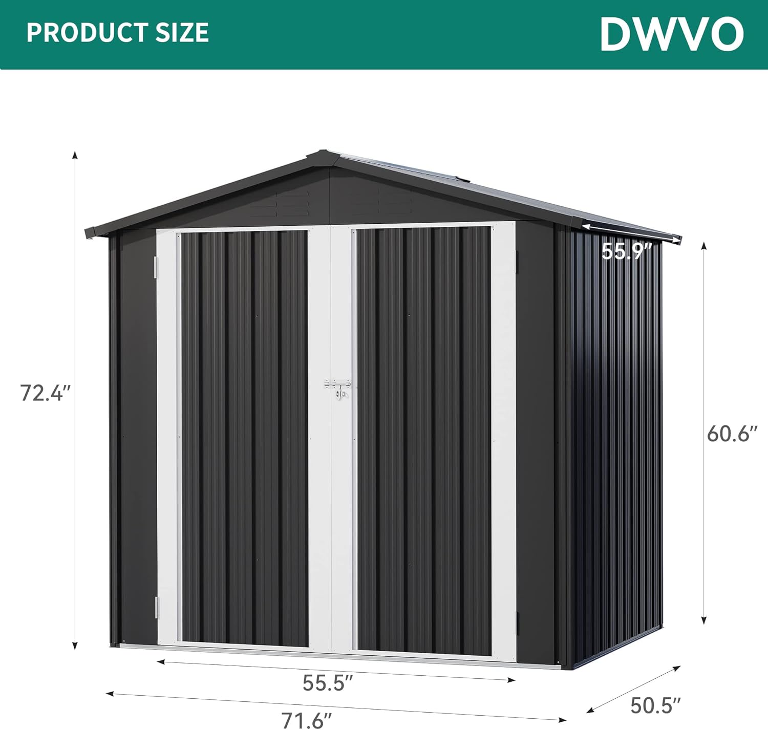 Outdoor Metal Storage Shed 6x4 ft with Lockable Doors Q60514