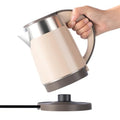 Small Portable Electric Tea Kettle, 0.8L Travel Electric Coffee Kettle, Mini Hot Water Boiler Stainless Steel (Brown)