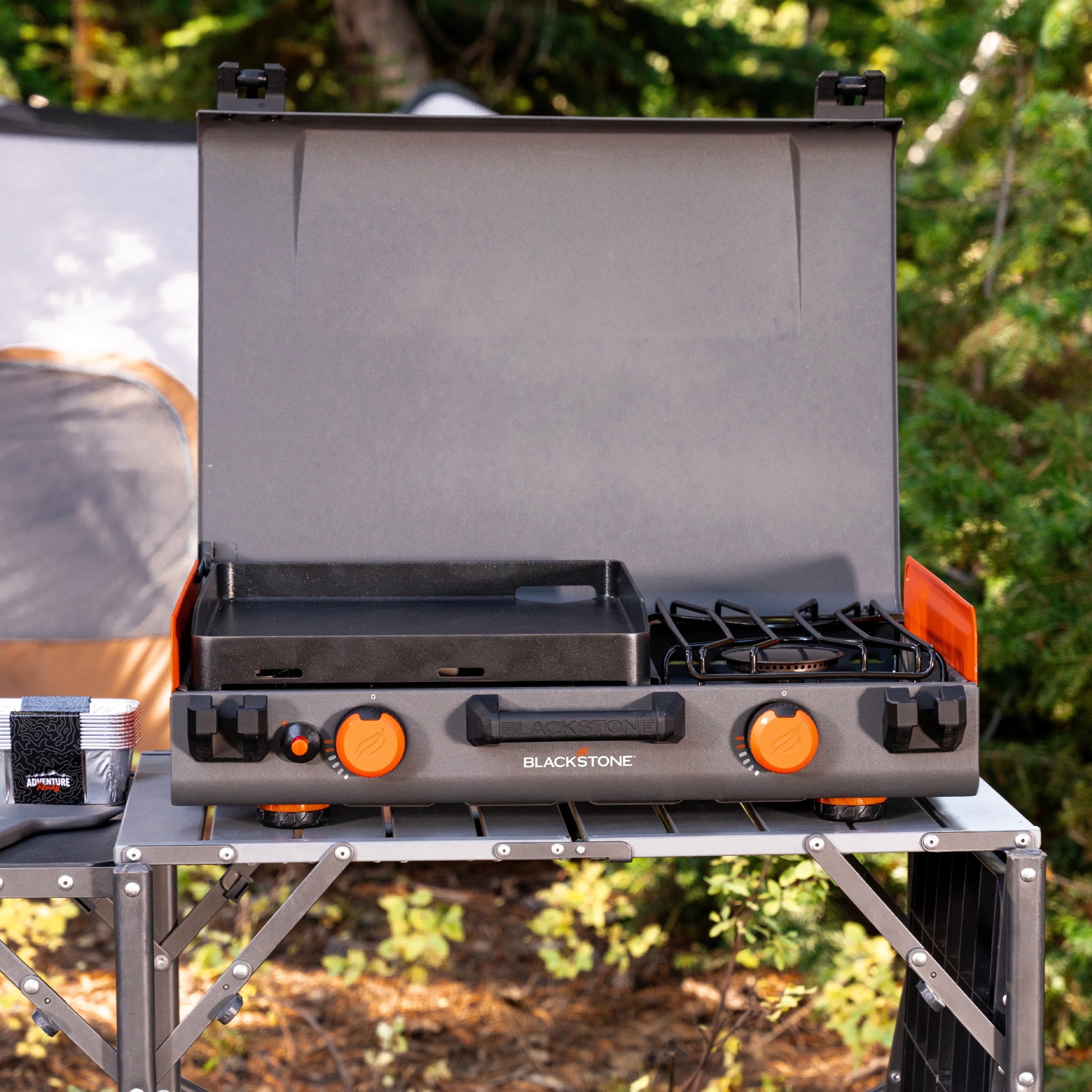 14" Propane Camping Griddle with Side Burner Y415