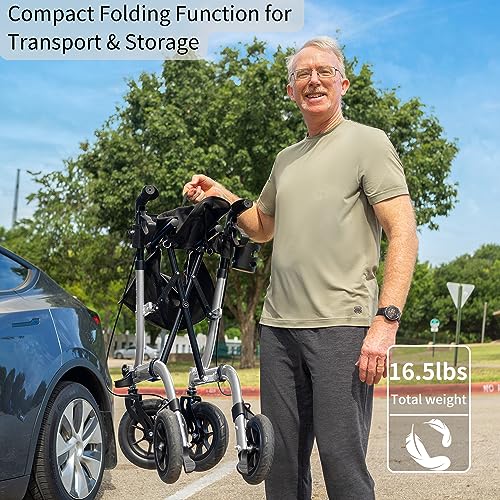 Lightweight Foldable Rollator Walker with Seat for Seniors S49431