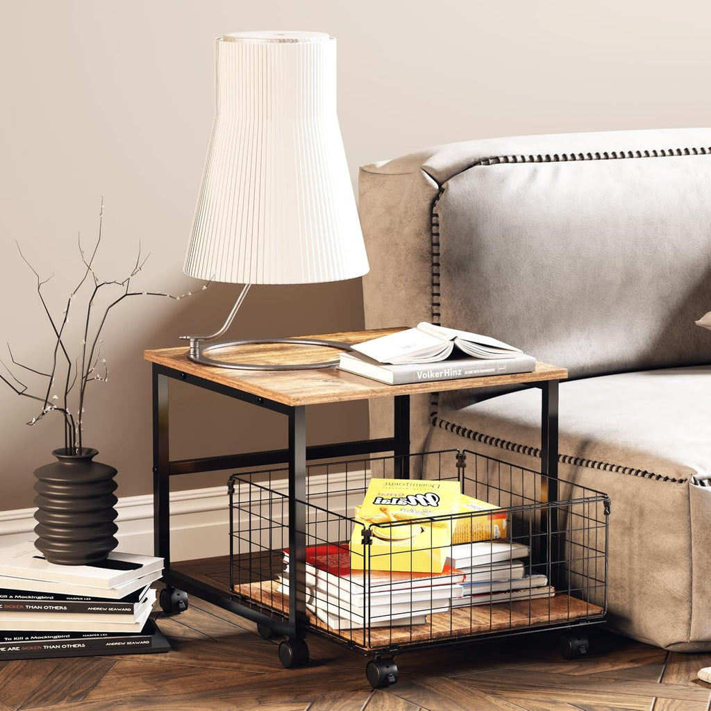 Mini Fridge Stand with Storage, 4 Lockable Wheels F67760