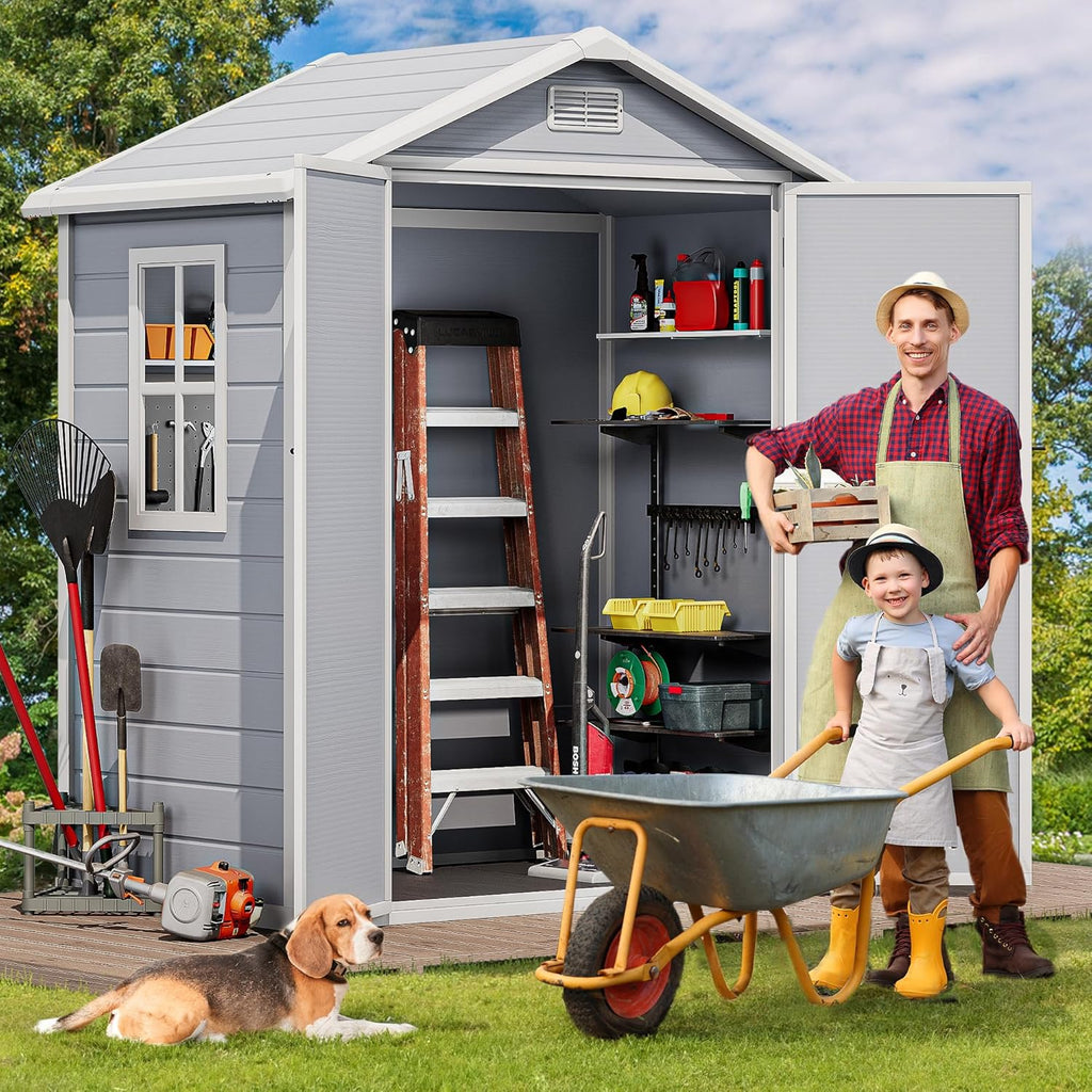 Resin Storage Shed with Reinforced Floor and Lockable Door I825