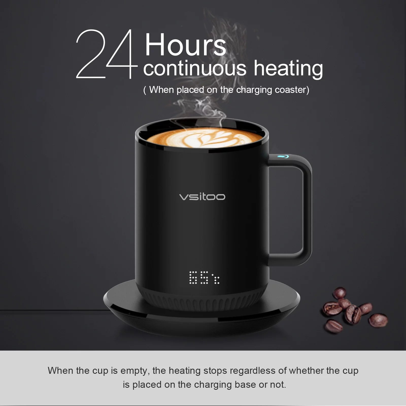 Temperature Control Smart Mug with Lid, Self Heating Coffee Mug 10 oz, LED Display O828231