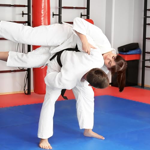 Interlocking Foam Gym Flooring Mat, 1 Inch Thick, 6 Tiles, Black C4472