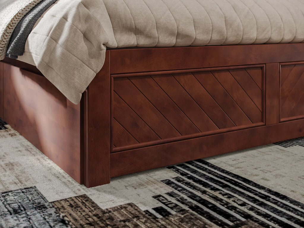 Solid Wood Platform Bed with Storage Drawers, Queen K8732