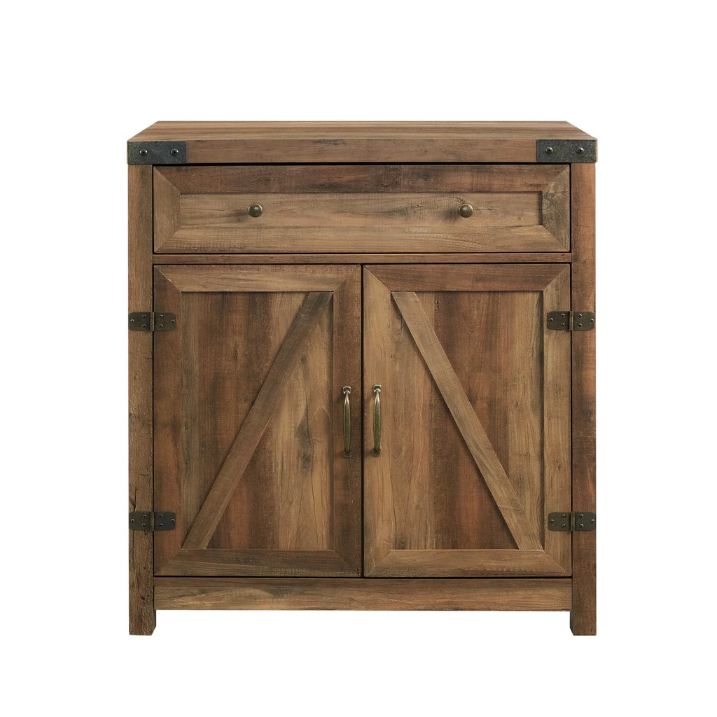 Farmhouse Barn Door Accent Cabinet, Reclaimed Barnwood E405888