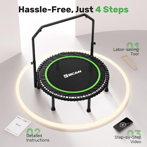 Foldable Mini Trampoline with Adjustable Foam Handle M67736