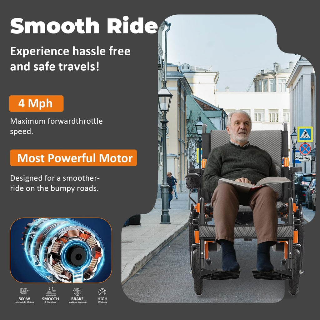 Foldable Electric Wheelchair for Adults, 21in Wide, 500W All Terrain C9993