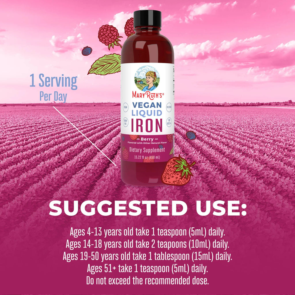 Liquid Iron Supplement for Women Men & Kids, Sugar Free, Vegan, 15.22 fl oz M692