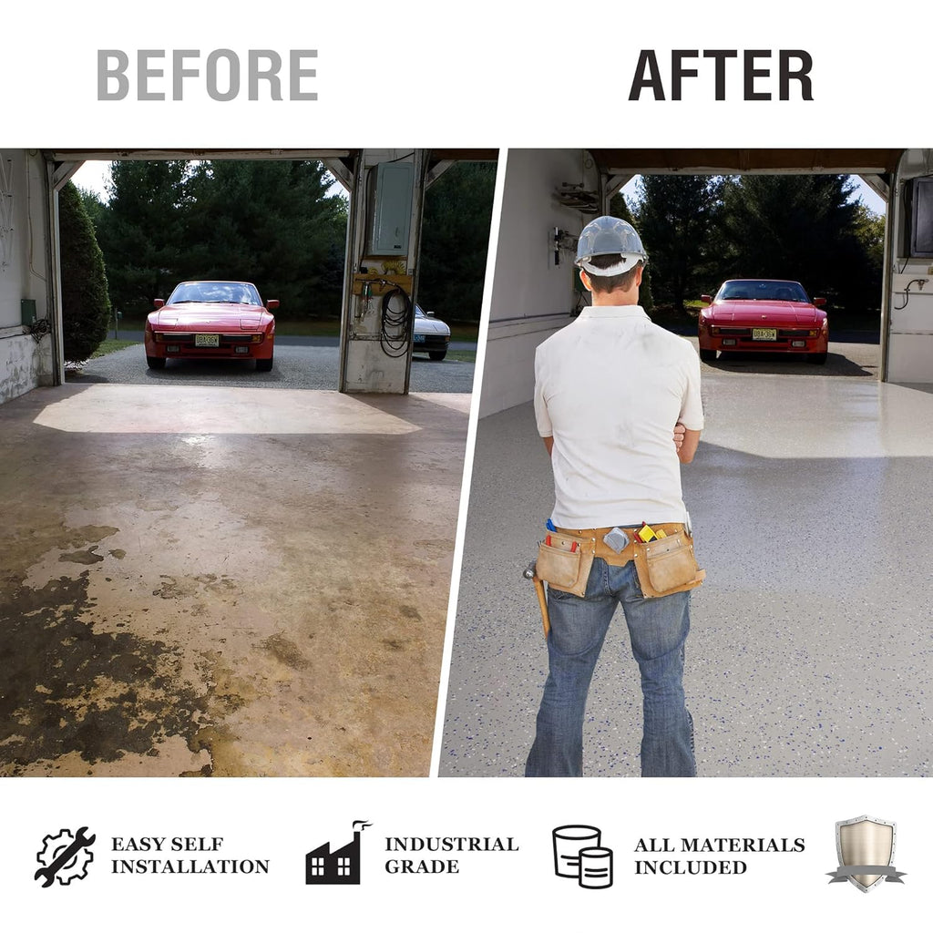 Epoxy Floor Coating Kit for Garages, 900 Sq Ft, Light Gray X545