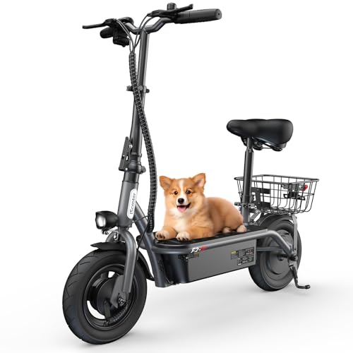 Electric Scooter with Seat, Long Range, Adjustable Handlebar, Dual Suspension V27936