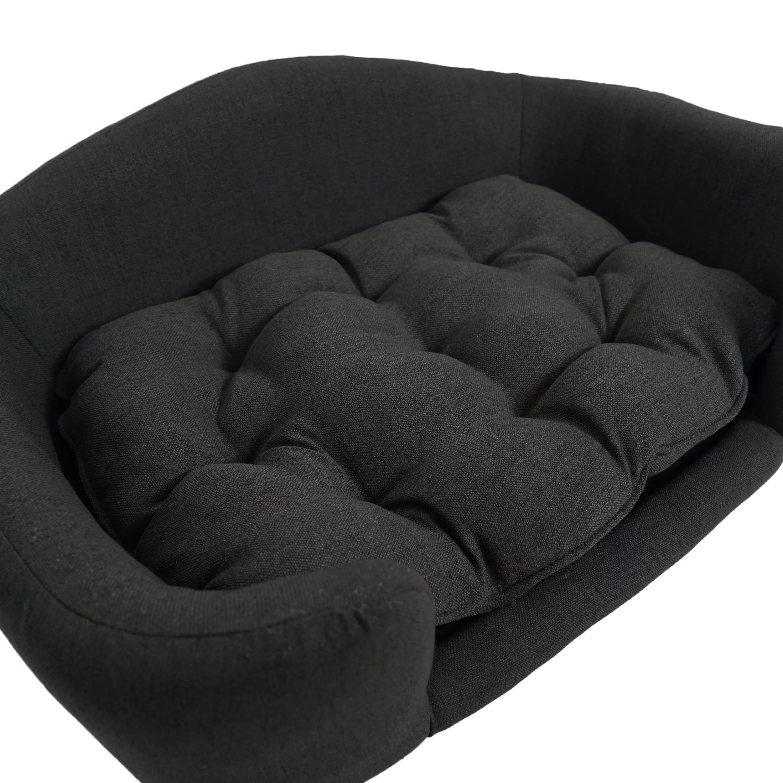Mid Century Small Plush Pet Bed, Dark Gray and Natural R30939