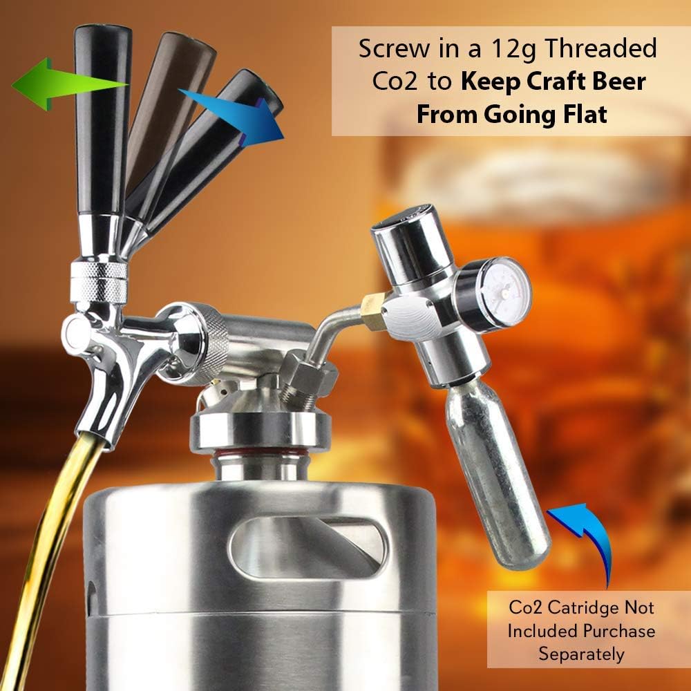 64oz Stainless Steel Mini Keg Dispenser with CO2 Regulator Q100
