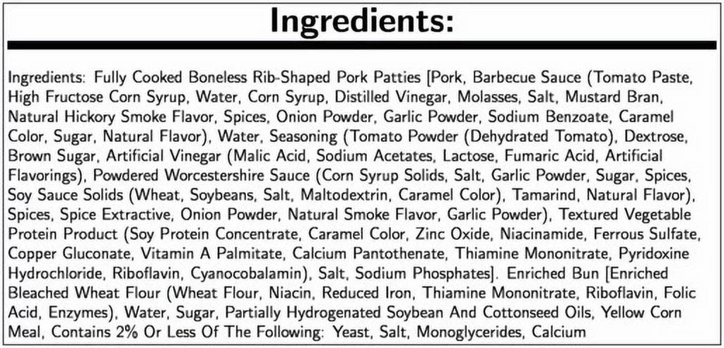 Barbecue Pork Rib Sandwich 6.5oz, Pack of 12 L57483